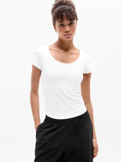 Athleta Signature Rib Scoop Tee In White