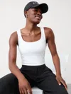 Athleta Signature Rib Square Neck Crop Tank In Bright White