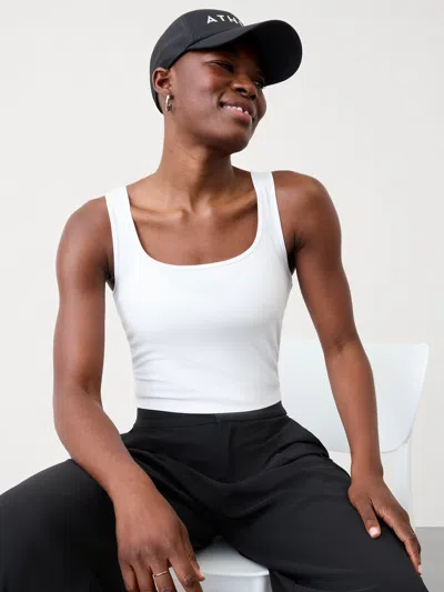Athleta Signature Rib Square Neck Crop Tank In Bright White