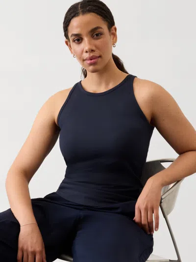Athleta Signature Rib Tank In Navy