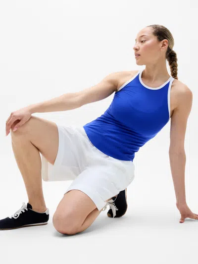 Athleta Signature Rib Tank In Tanzanite Blue/white