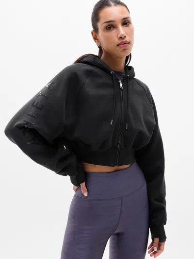 Athleta Simone Biles Forever Fleece Crop Full Zip In Black