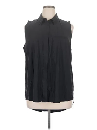 Pre-owned Athleta Sleeveless Button Down Shirt In Black
