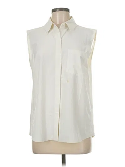 Pre-owned Athleta Sleeveless Button Down Shirt In White