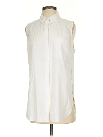 Pre-owned Athleta Sleeveless Button Down Shirt In White