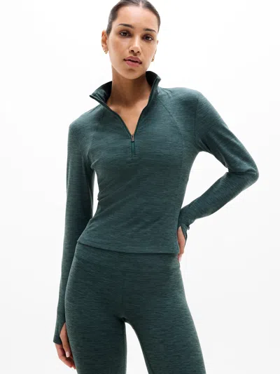 Athleta Softluxe Half Zip In Green