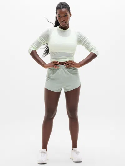 Athleta Speedwork Mid Rise 2 1/2" Run Short In Green