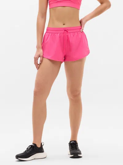 Athleta Speedwork Mid Rise Elastic Waistband Short In Pink
