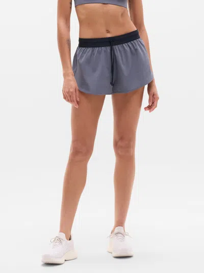 Athleta Speedwork Mid Rise Elastic Waistband Short In Slate/eclipse
