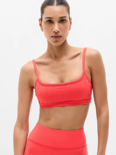 Athleta Square Neck Picot Sports Bra A-c In Red