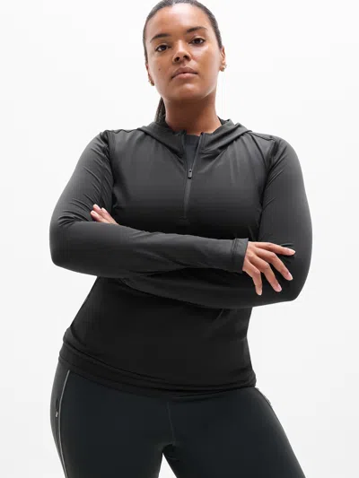 Athleta Summit Half Zip Hoodie In Black