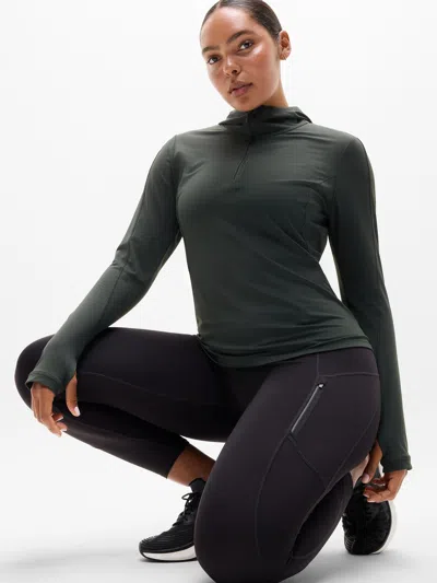 Athleta Summit Half Zip Hoodie In Green