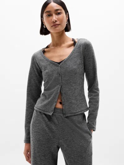 Athleta Sunday Rib Cardigan In Gray