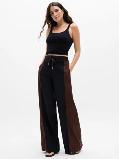 Athleta Superlinen Blend Wide Leg Pant In Black/woodland