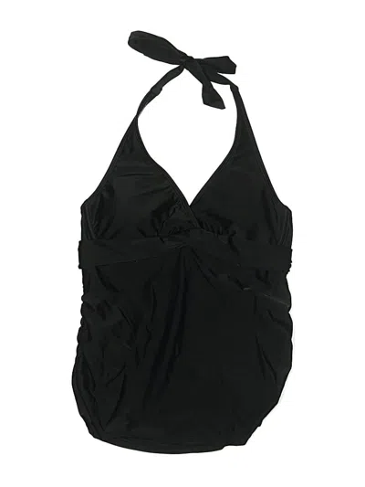 Pre-owned Athleta Swimsuit Top Black Solid Pattern V-neck Swimwear