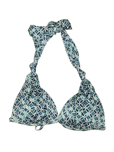Pre-owned Athleta Swimsuit Top Blue Argyle Pattern Swimwear