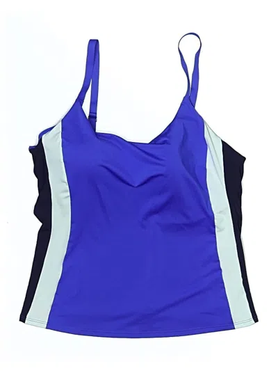 Pre-owned Athleta Swimsuit Top Blue Color Block Pattern Swimwear