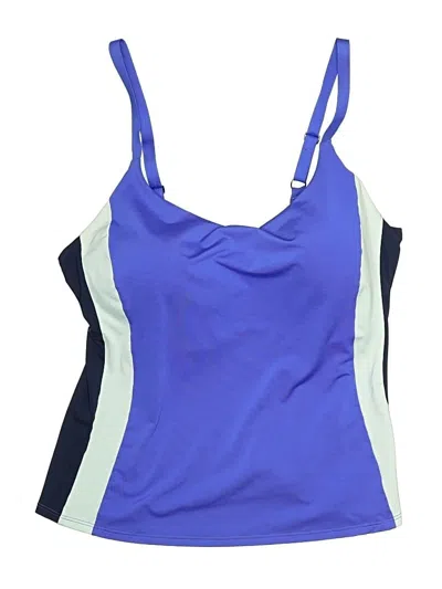 Pre-owned Athleta Swimsuit Top Blue Color Block Pattern Swimwear