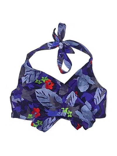 Pre-owned Athleta Swimsuit Top Blue Floral Pattern Swimwear