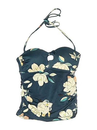 Pre-owned Athleta Swimsuit Top Blue Floral Pattern Swimwear
