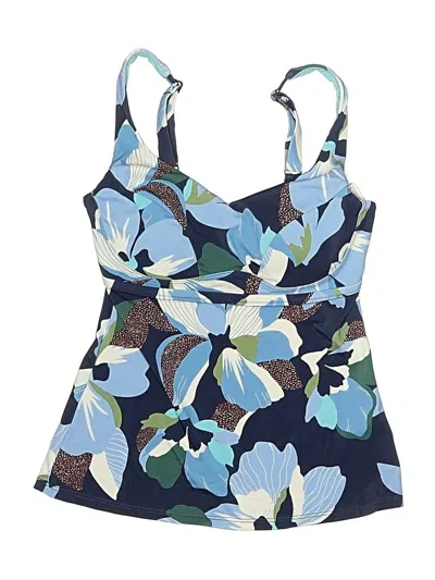 Pre-owned Athleta Swimsuit Top Blue Floral Pattern Swimwear
