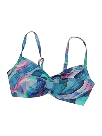 Pre-owned Athleta Swimsuit Top Blue Print Pattern Strapless Neckline Swimwear