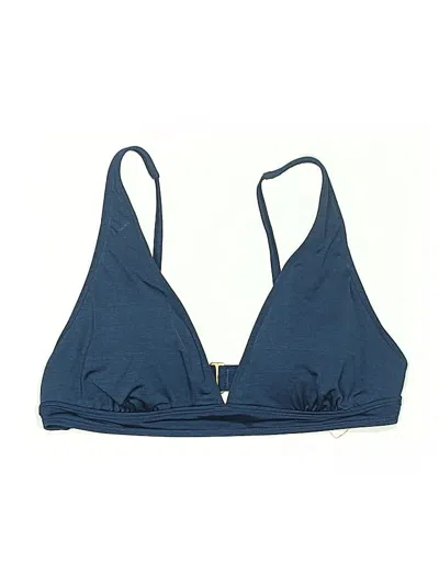 Athleta Swimsuit Top Blue Solid Pattern Plunge Neckline Swimwear
