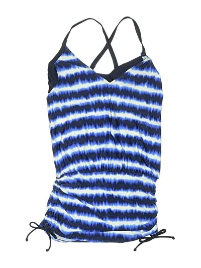 Pre-owned Athleta Swimsuit Top Blue Tie-dye Pattern Swimwear
