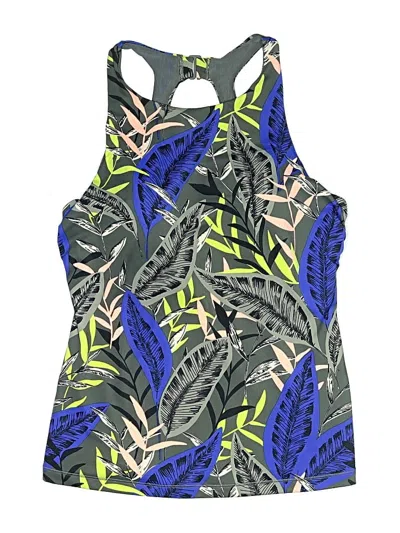 Pre-owned Athleta Swimsuit Top Blue Tropical Pattern Swimwear