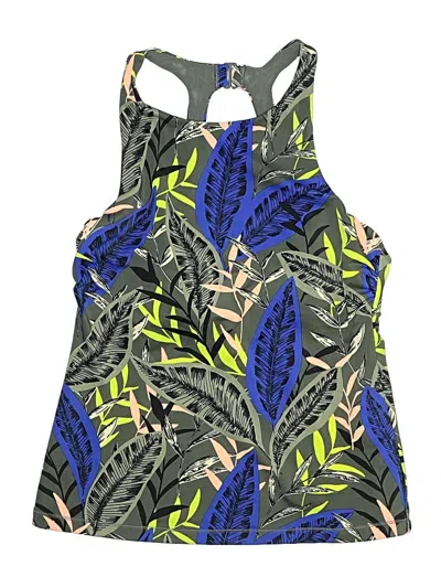 Pre-owned Athleta Swimsuit Top Blue Tropical Pattern Swimwear