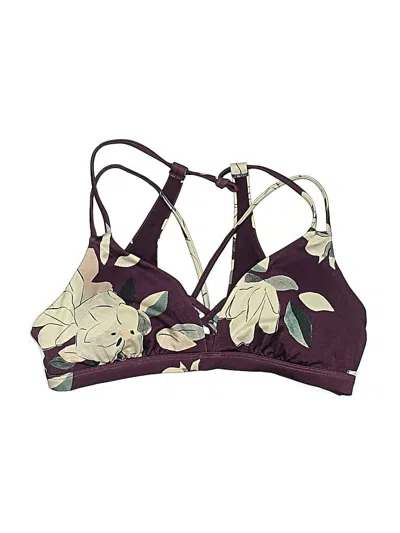 Pre-owned Athleta Swimsuit Top Burgundy Floral Pattern Swimwear