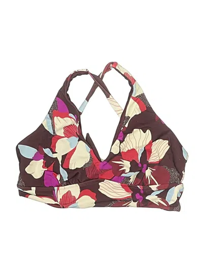 Pre-owned Athleta Swimsuit Top Burgundy Floral Pattern Swimwear