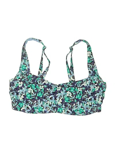 Pre-owned Athleta Swimsuit Top Green Floral Pattern Swimwear