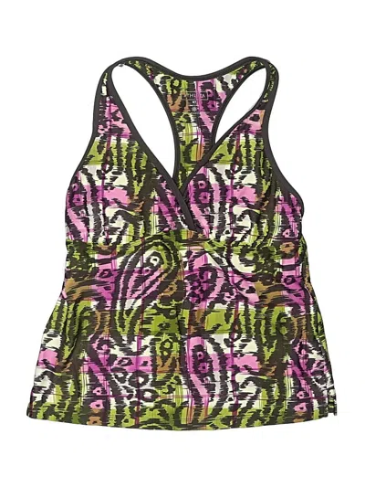 Pre-owned Athleta Swimsuit Top Green Paisley Pattern Swimwear
