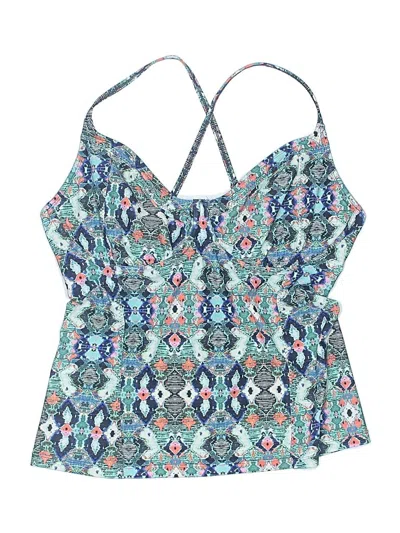 Pre-owned Athleta Swimsuit Top Green Paisley Pattern Swimwear