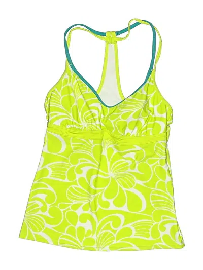 Pre-owned Athleta Swimsuit Top Green Print Pattern Swimwear