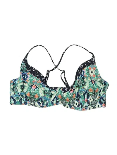 Pre-owned Athleta Swimsuit Top Green Print Pattern Swimwear