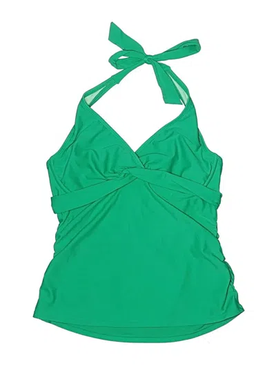 Pre-owned Athleta Swimsuit Top Green Solid Pattern Swimwear