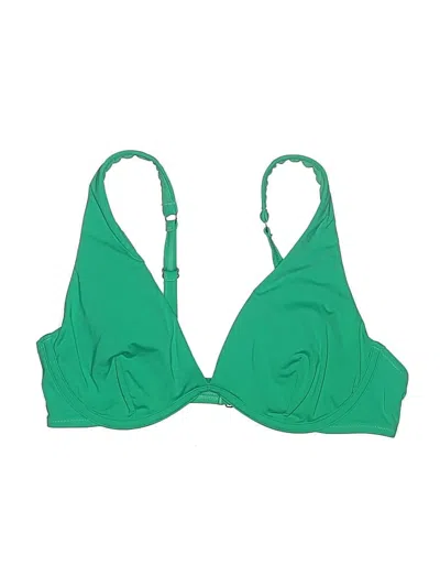 Pre-owned Athleta Swimsuit Top Green Solid Pattern Swimwear