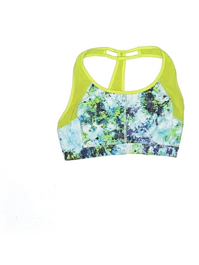Pre-owned Athleta Swimsuit Top Green Tie-dye Pattern Scoop Neck Swimwear