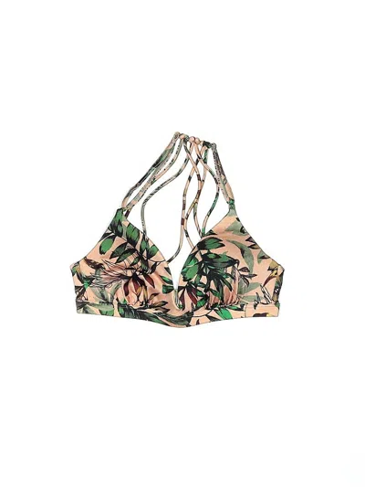 Pre-owned Athleta Swimsuit Top Green Tropical Pattern Swimwear