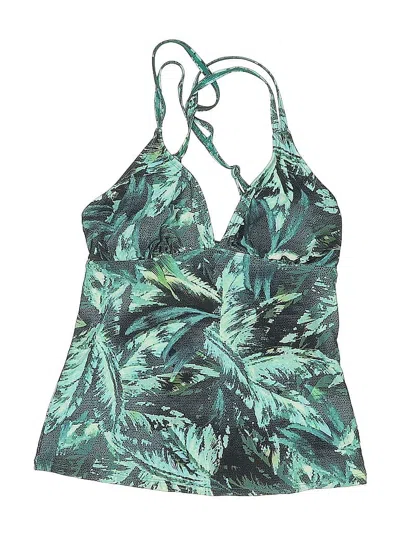 Pre-owned Athleta Swimsuit Top Green Tropical Pattern Swimwear