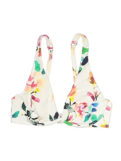 Pre-owned Athleta Swimsuit Top Ivory Floral Pattern Swimwear