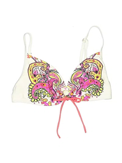 Pre-owned Athleta Swimsuit Top Ivory Paisley Pattern Swimwear