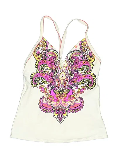 Pre-owned Athleta Swimsuit Top Ivory Paisley Pattern Swimwear In White