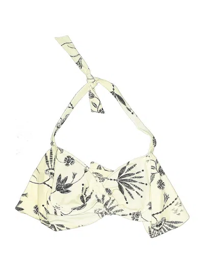 Pre-owned Athleta Swimsuit Top Ivory Print Pattern Swimwear In White