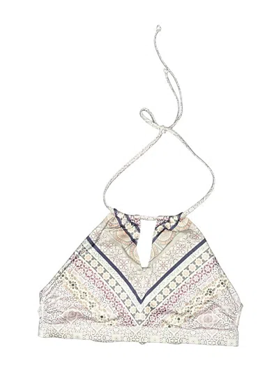 Pre-owned Athleta Swimsuit Top Ivory Tweed Pattern Swimwear In White