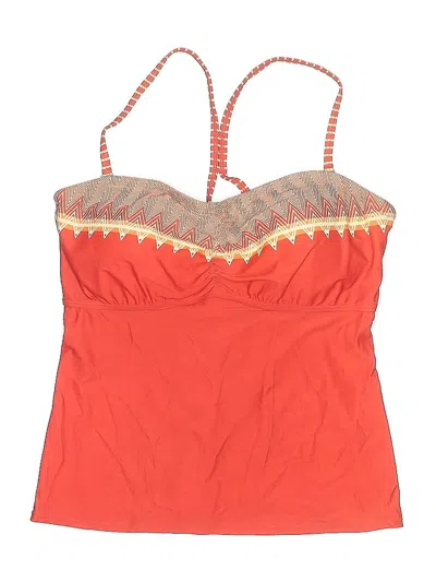 Pre-owned Athleta Swimsuit Top Orange Chevron/herringbone Pattern Swimwear