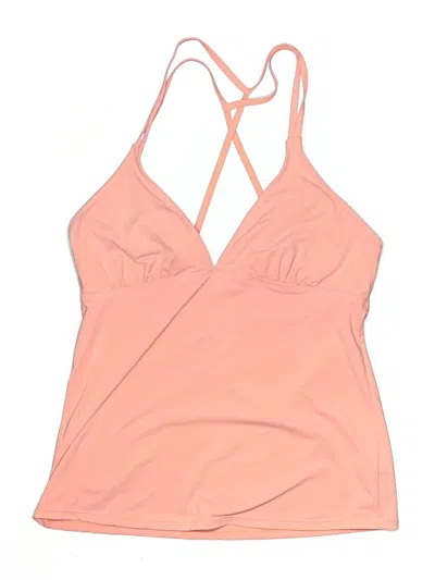Pre-owned Athleta Swimsuit Top Pink Solid Pattern Halter Neckline Swimwear