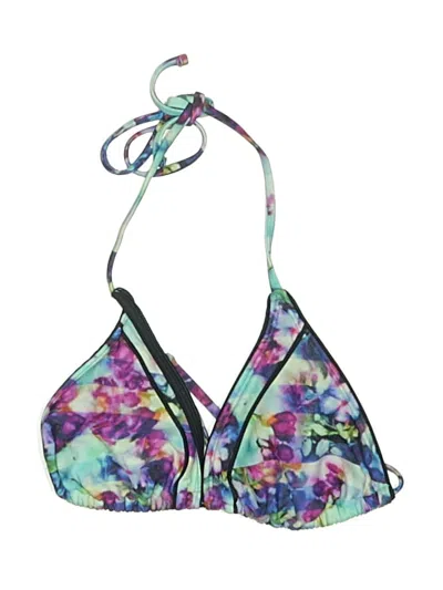 Pre-owned Athleta Swimsuit Top Purple Floral Pattern Swimwear